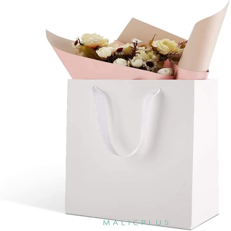 MALICPLUS 12 Large Gift Bags 10x5x13 Inches, Premium Matte White Large Gift Bags with Handles for All Occasion(Grain Textured Finish) - Image 3